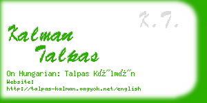 kalman talpas business card